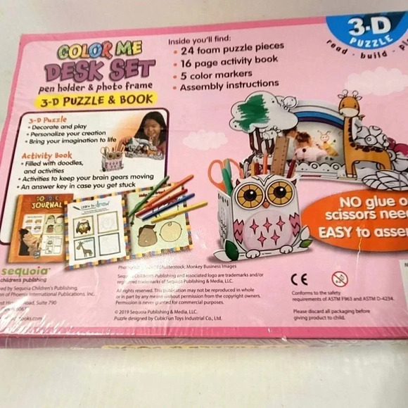 Creative 3D Coloring Puzzle & Book DIY Painting with 5 Color markers "Owl" - Picture 8 of 9